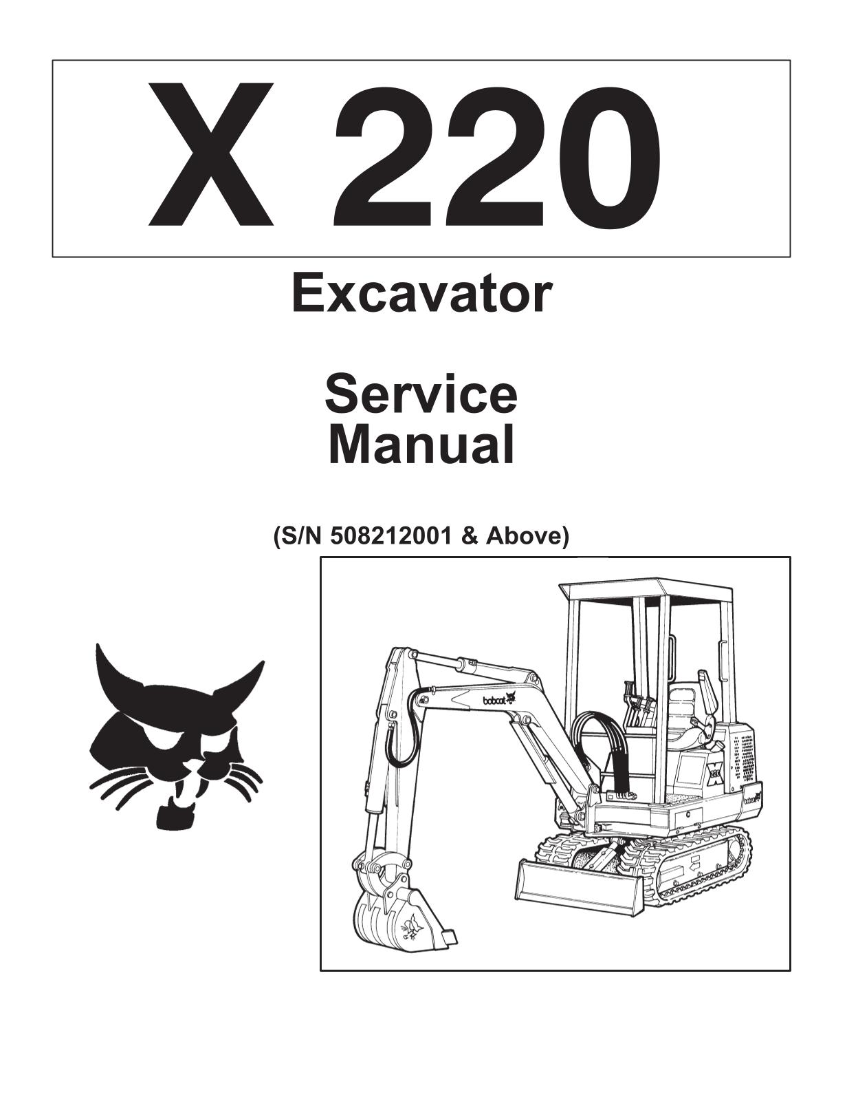Bobcat 220 Excavator Service Repair Manual