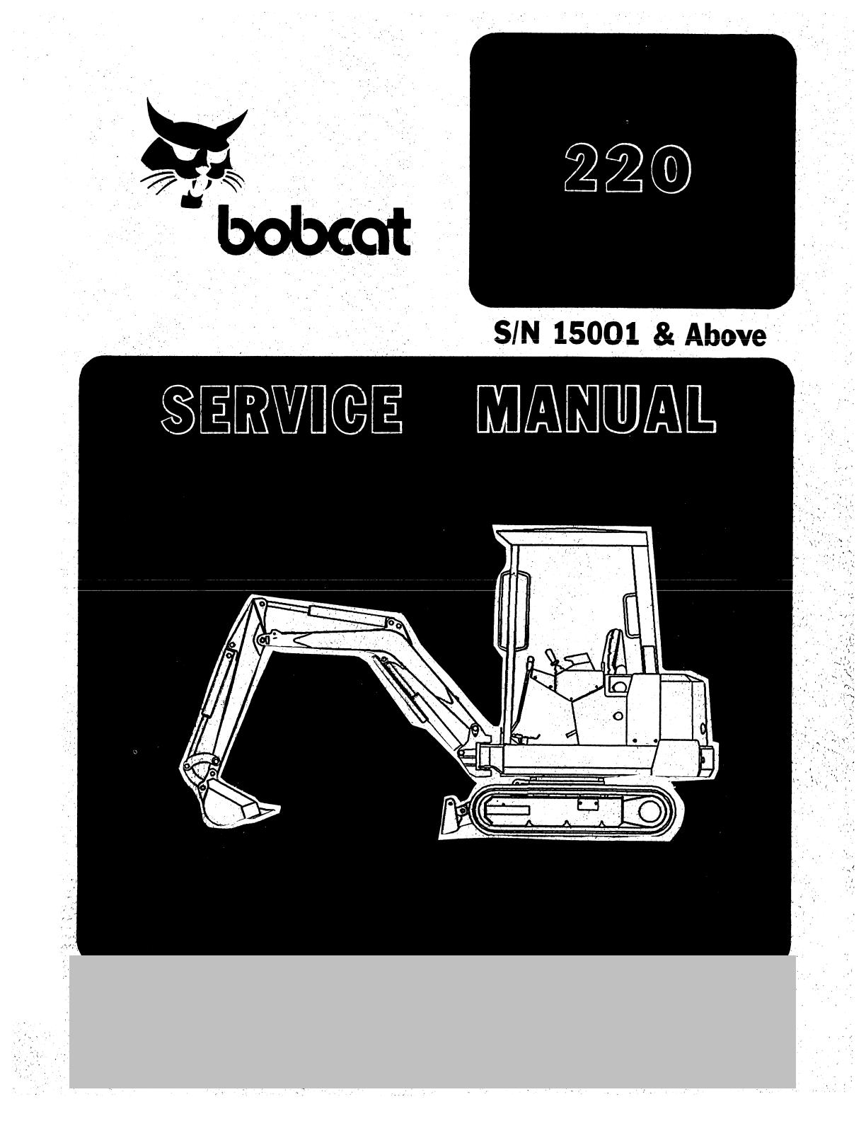 Bobcat 220 Excavator Service Repair Manual