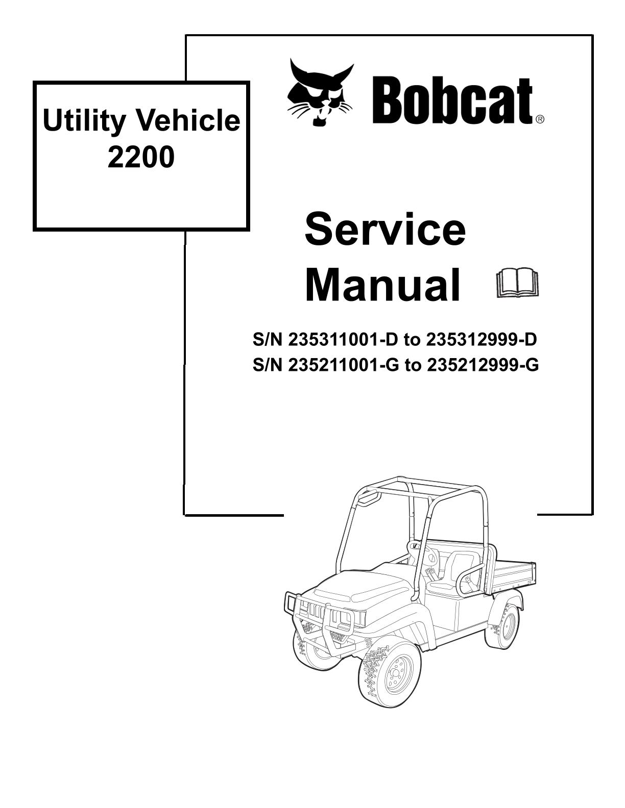 Bobcat 2200 Utility Vehicle Service Repair Manual