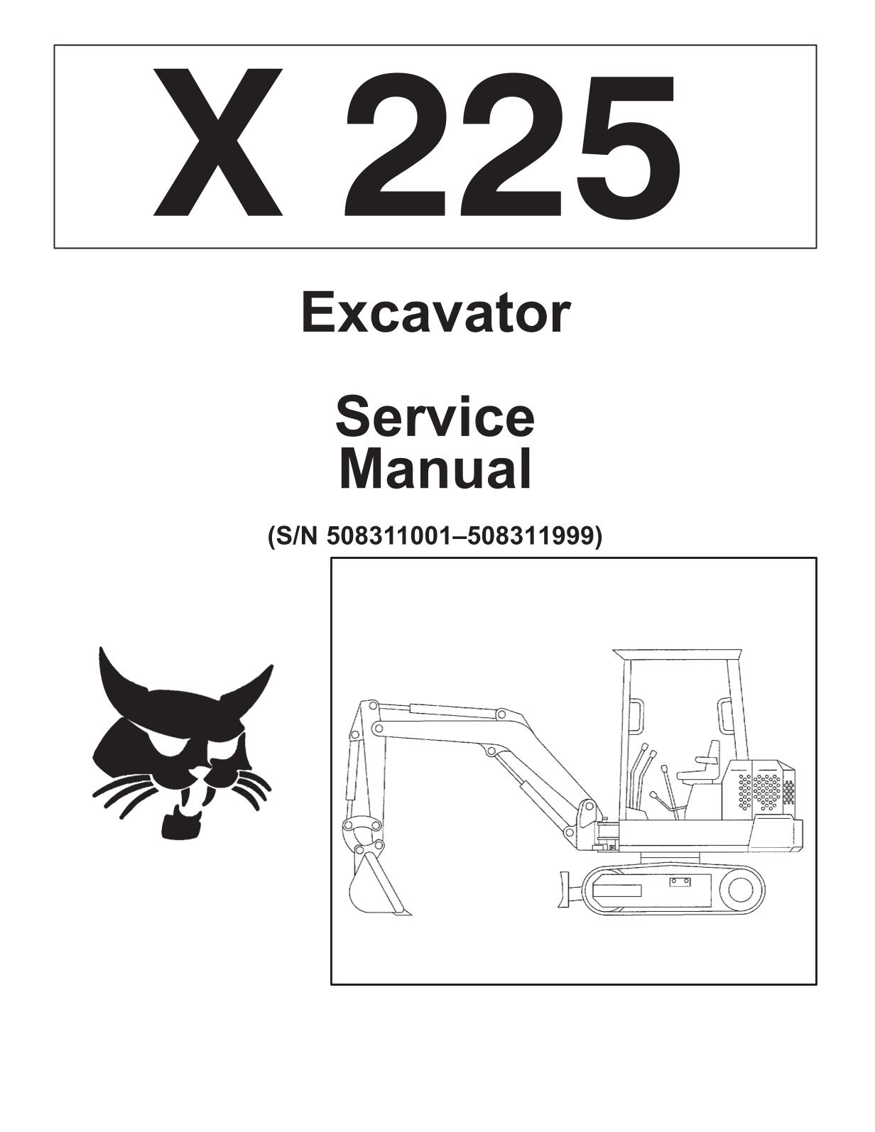 Bobcat 225 Excavator Service Repair Manual