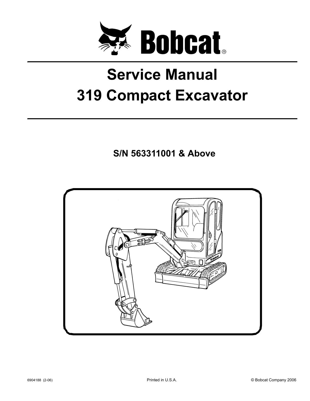 Bobcat 319 Compact Excavator Service Repair Manual