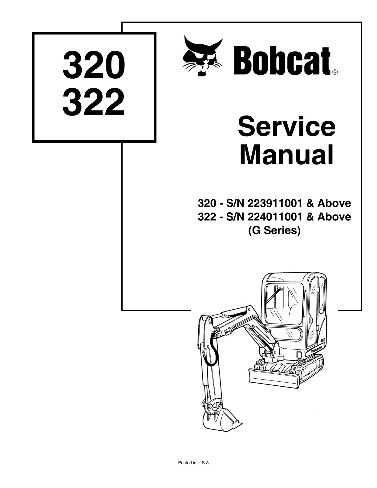 Bobcat 320 322 Excavator Service Repair Manual