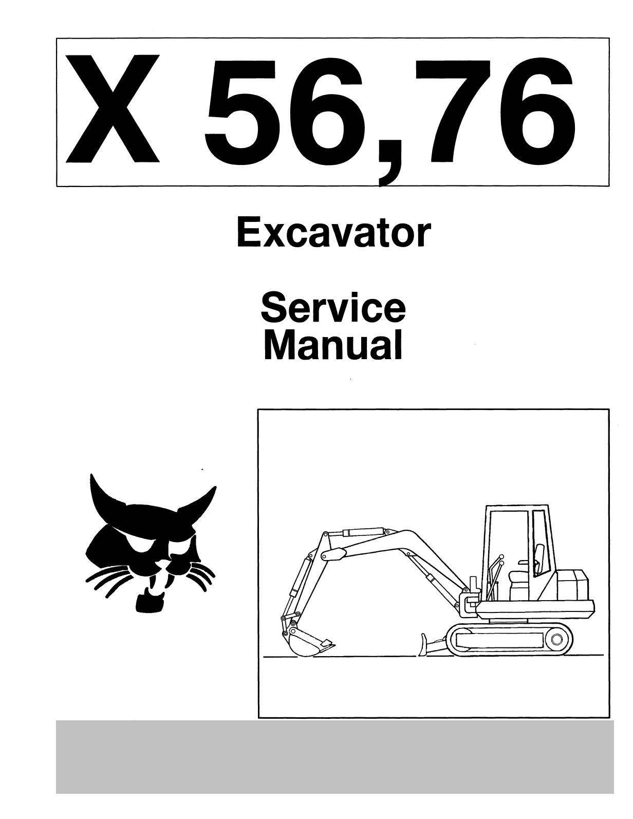 Bobcat 56, 76 Mini Excavator Service Repair Manual