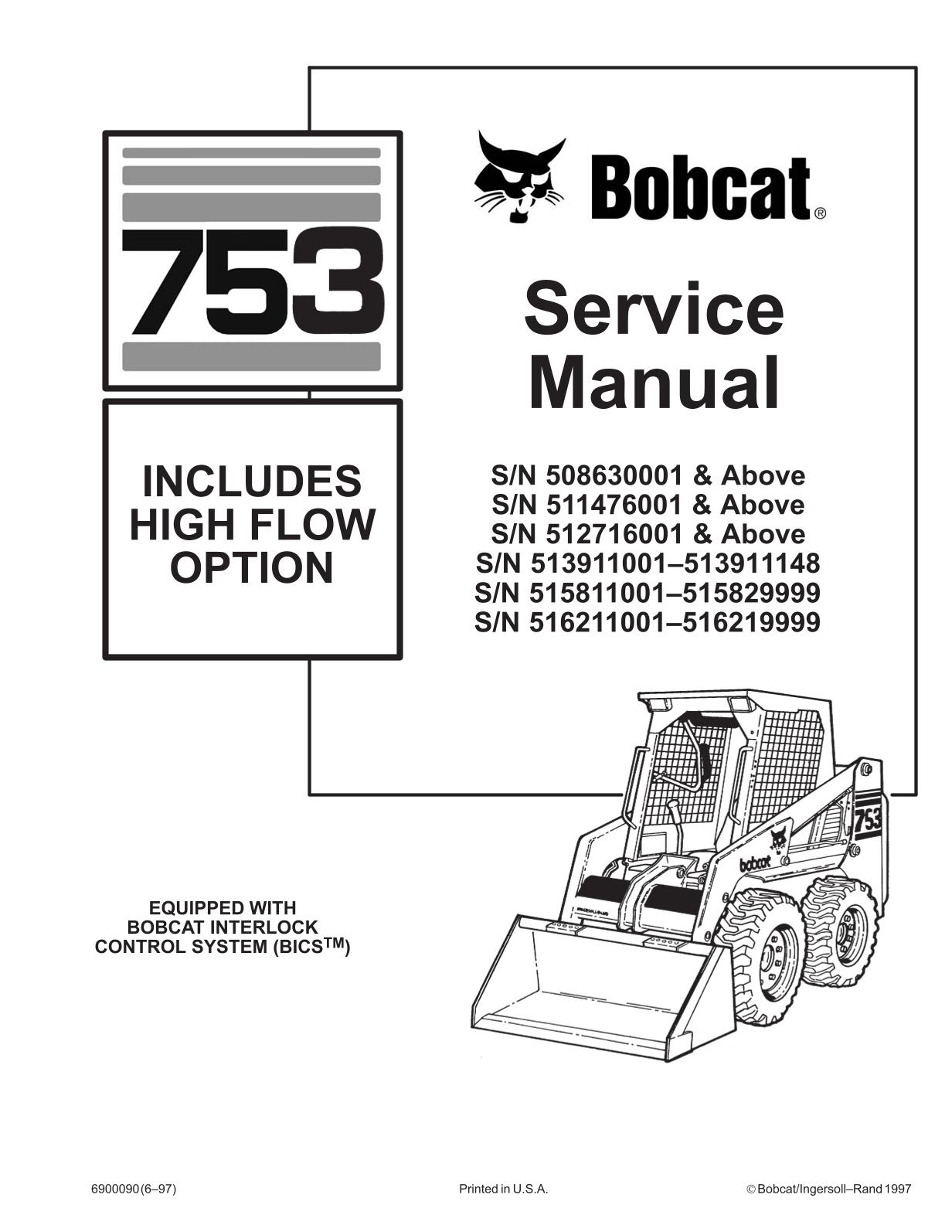 Bobcat 753 Skid Steer Loader Service Repair Manual