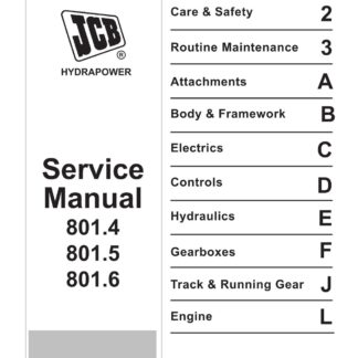 JCB 801.4 801.5 801.6 Mini Excavator Service Repair Manual