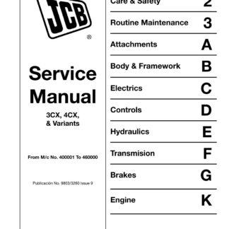 JCB 3CX 4CX Backhoe Loader Service Repair Manual