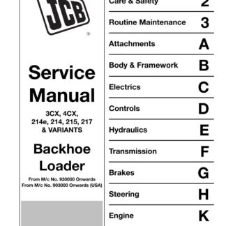 JCB 3CX 4CX 214e 214 215 217 Backhoe Loader Service Repair Manual