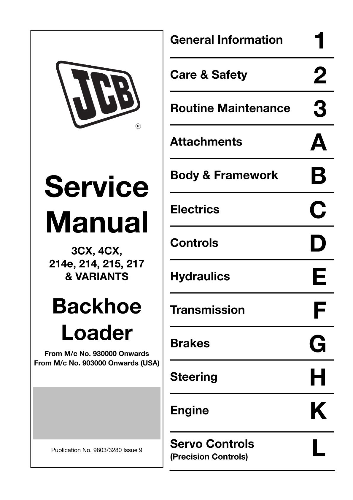 JCB 3CX 4CX 214e 214 215 217 Backhoe Loader Service Repair Manual