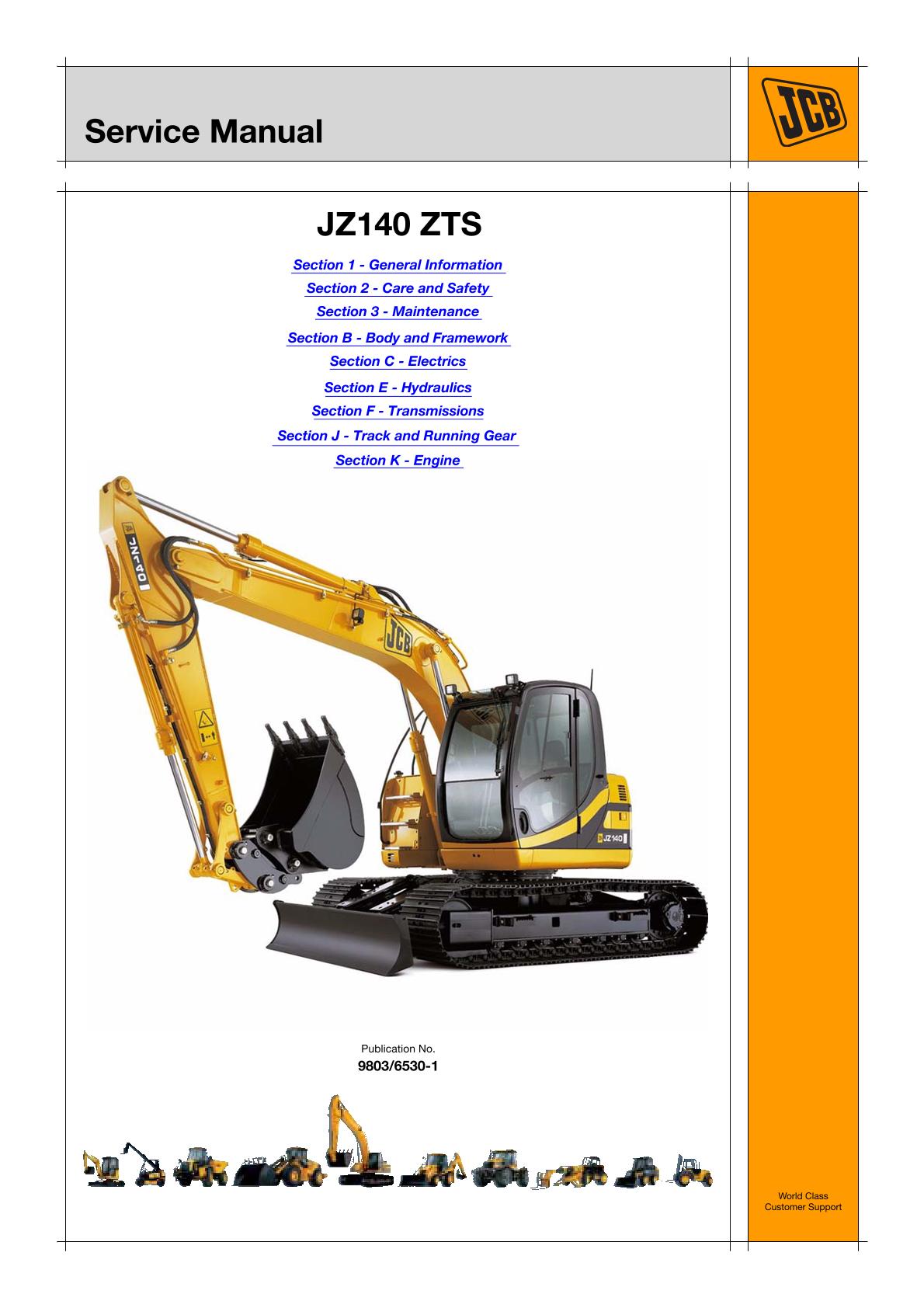 JCB JZ140 Tier2 Tracked Excavator Service Repair Manual