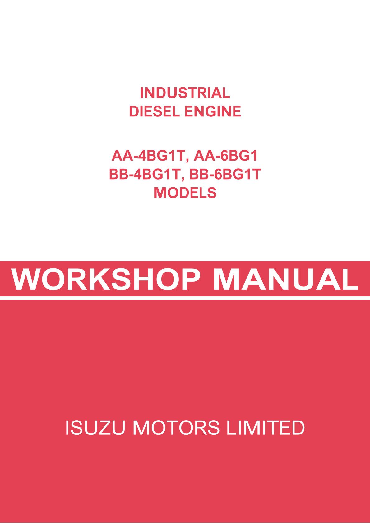 JCB Isuzu Engine AA-4BG1T AA-6BG1 BB-4BG1T BB-6BG1T Service Repair Manual