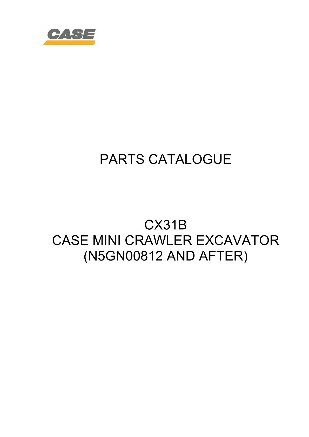 CASE CX31B Mini Crawler Excavator Parts Catalogue manual
