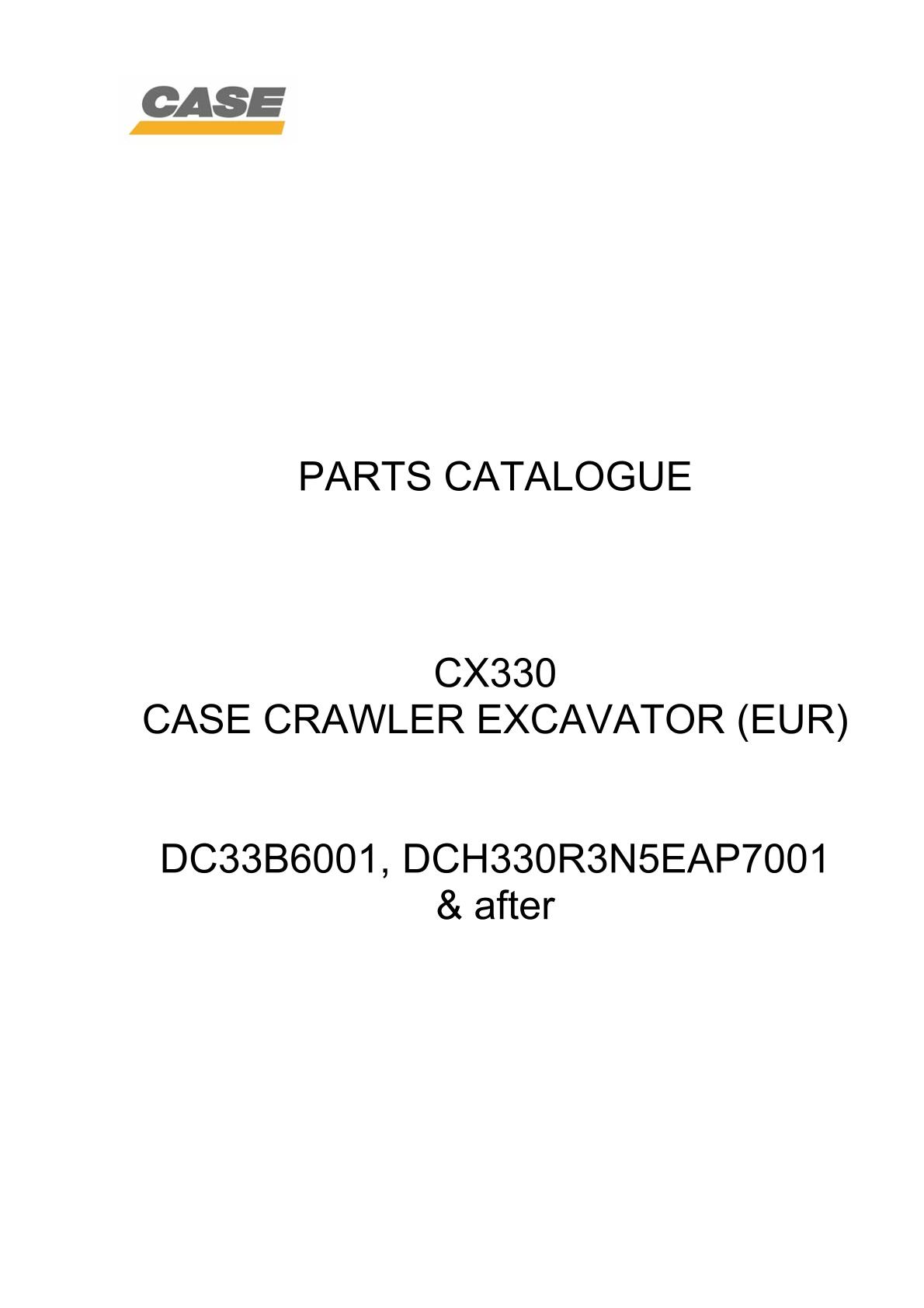 CASE CX330 Crawler Excavator Parts Catalogue manual
