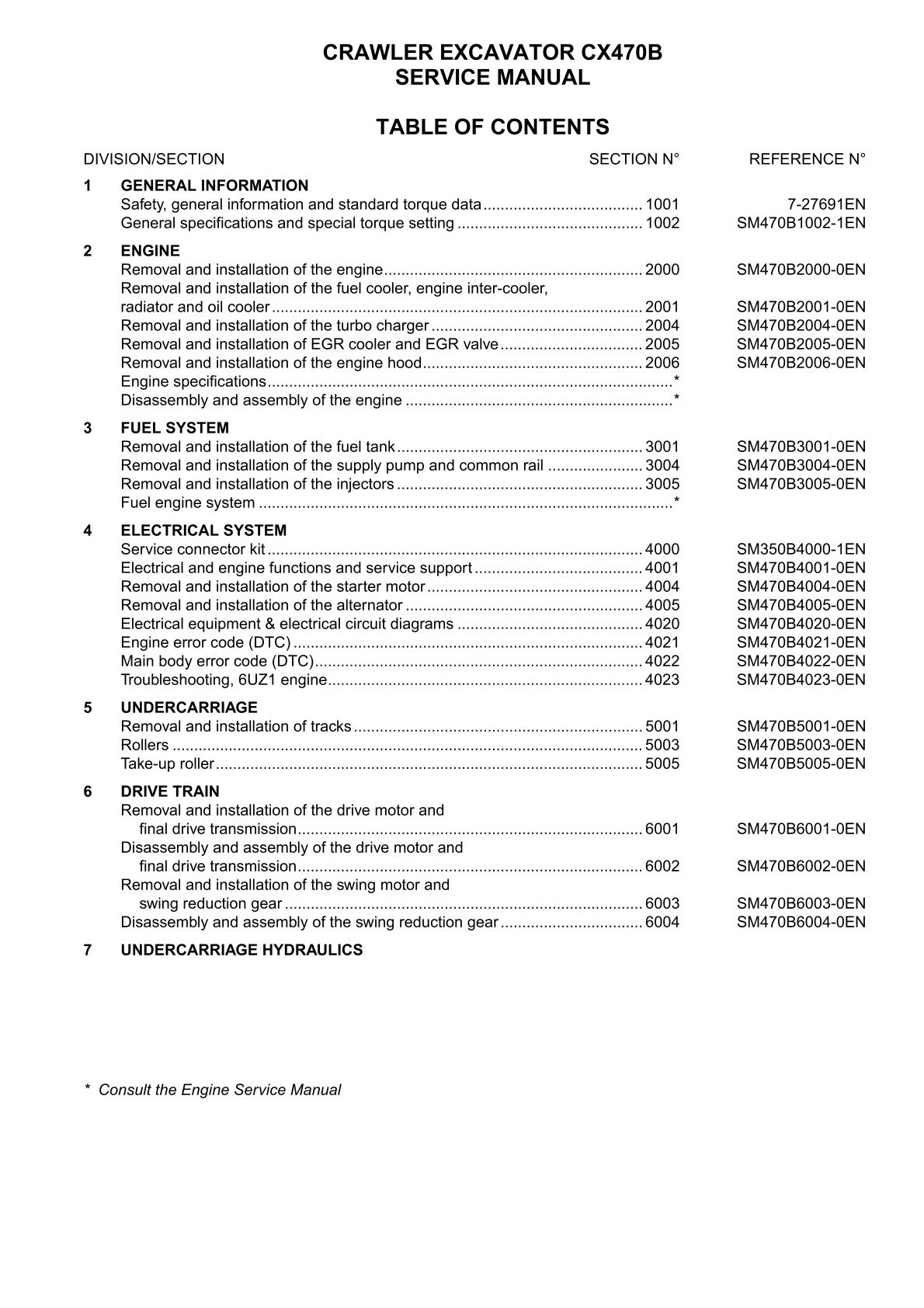 CASE CX470B Crawler Excavator Service Repair Manual
