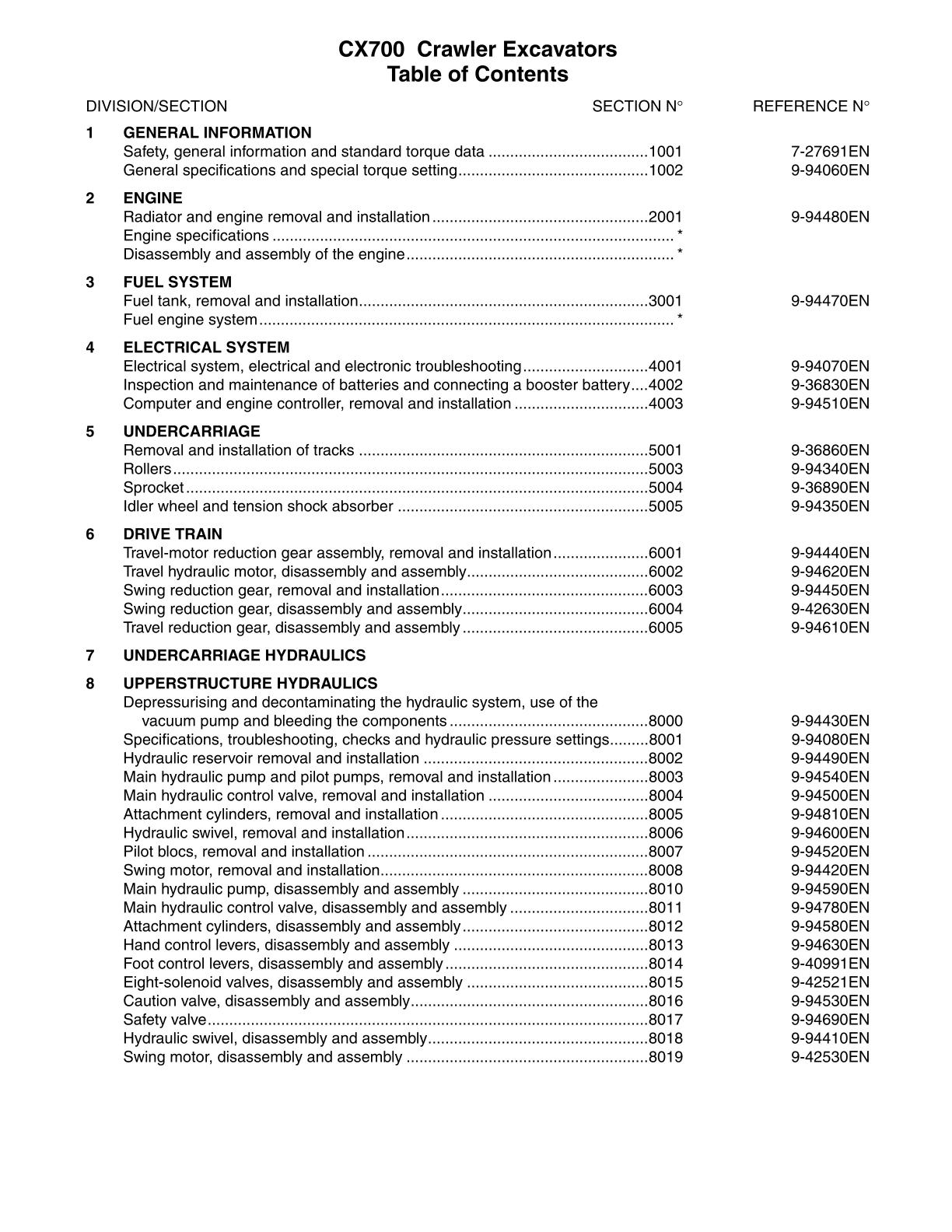 CASE CX700 Crawler Excavator Service Repair Manual