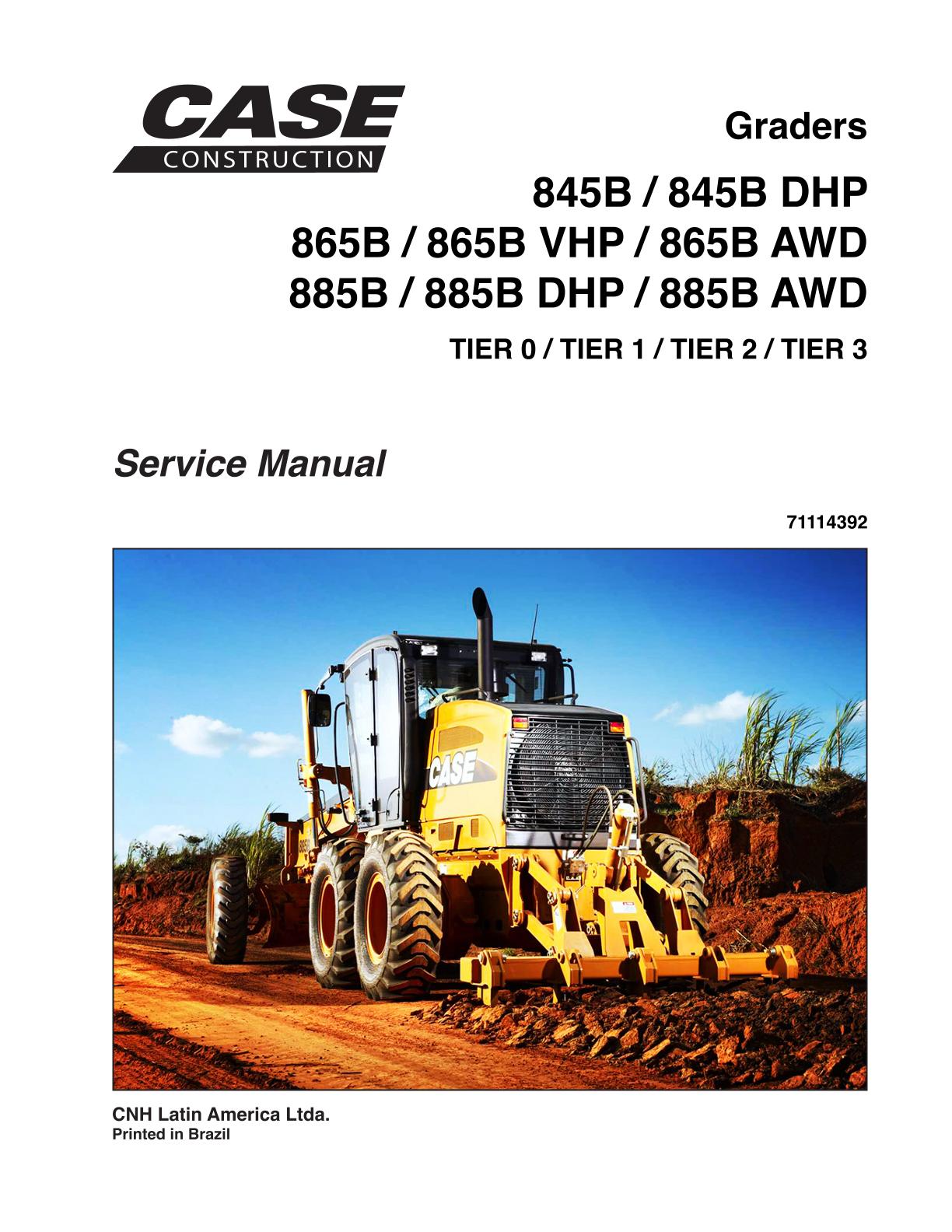 CASE Graders 845B, 845B DHP, 865B, 865B VHP, 865B AWD, 885B, 885B DHP, 885B AWD Service Repair Manual