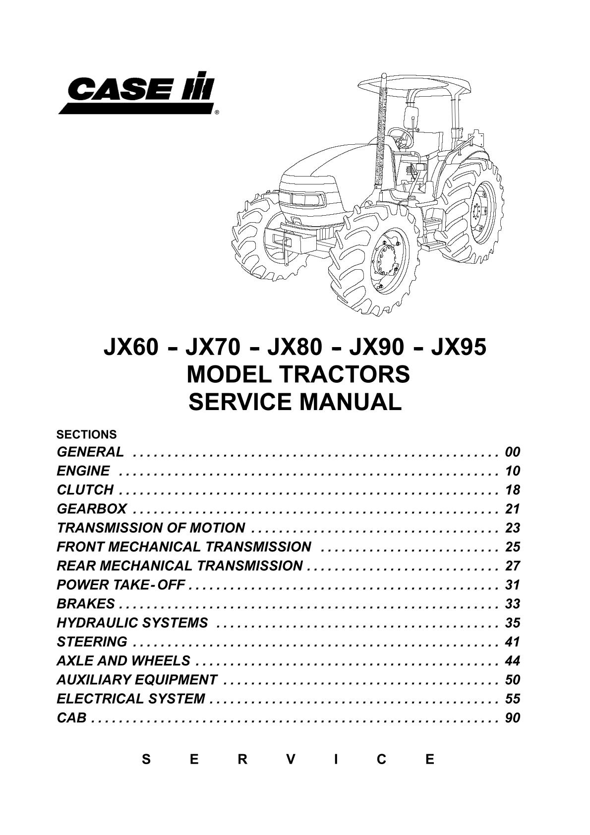 CASE IH JX60 JX70 JX80 JX90 JX95 Tractor Service Repair Manual
