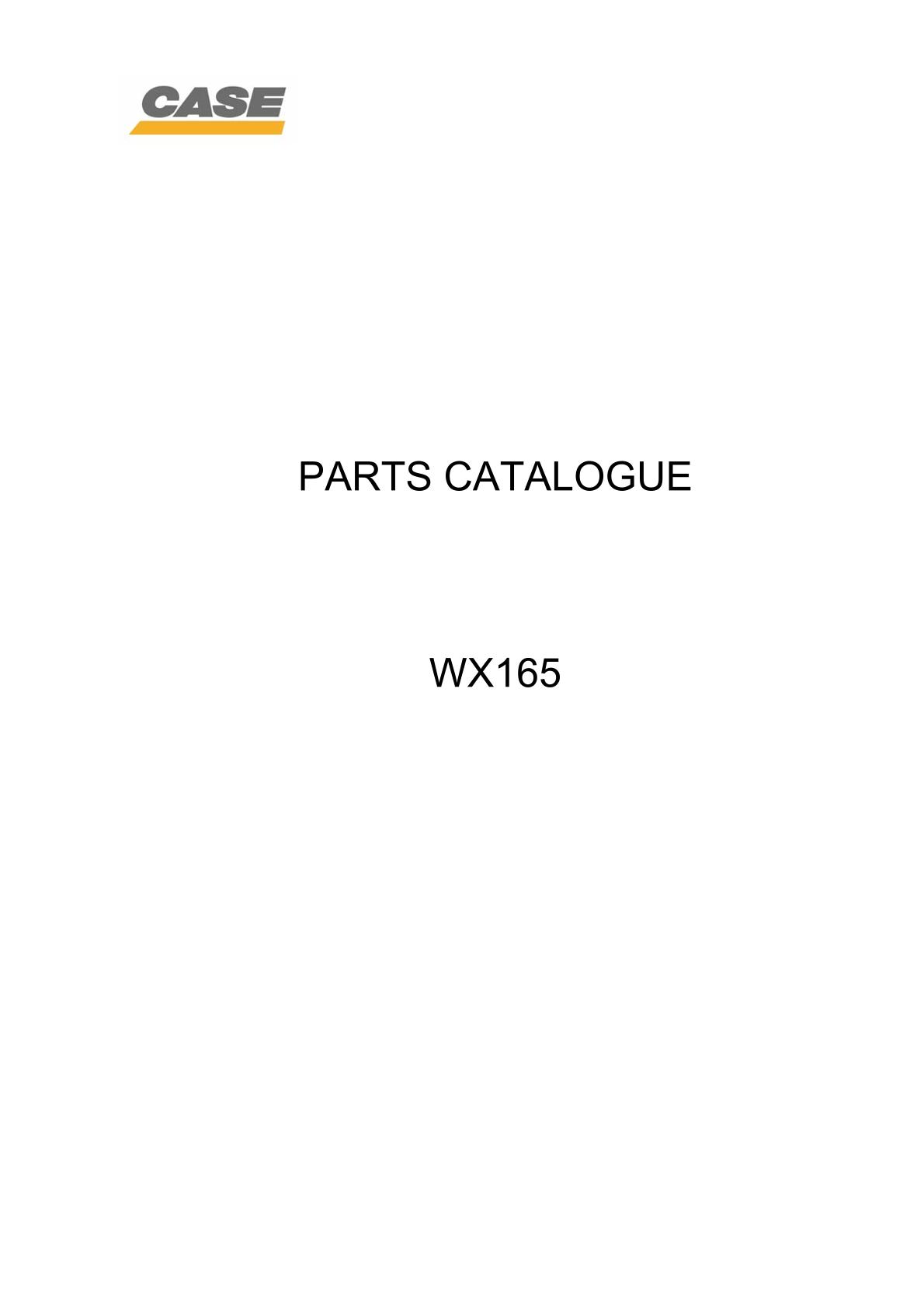 CASE WX165 Wheel Excavator Parts Catalogue manual