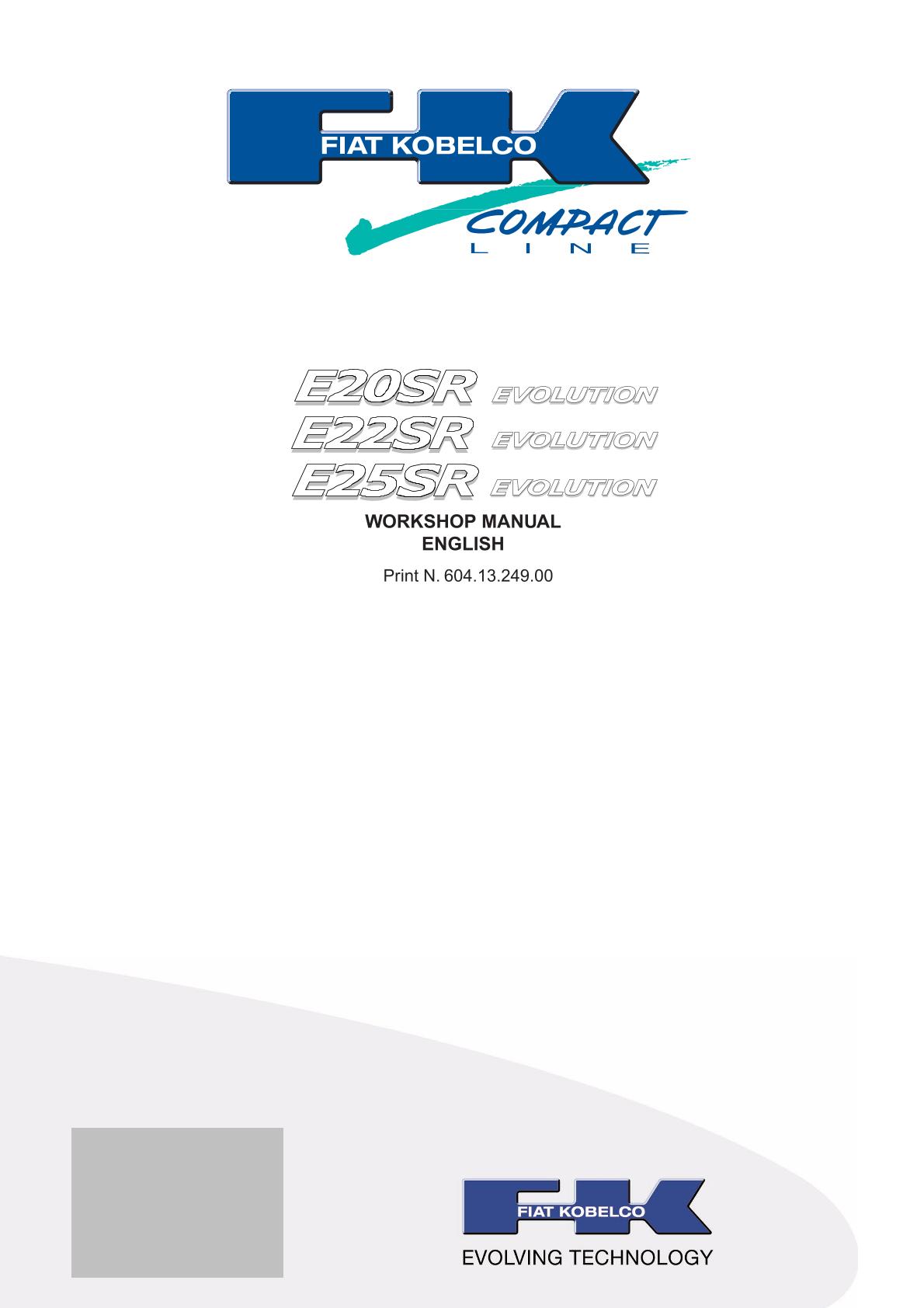 Fiat Kobelco E20SR E22SR E25SR Mini Crawler Excavator Service Repair Manual