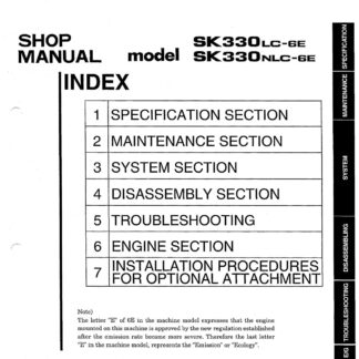Kobelco SK330LC-6E, SK330NLC-6E Crawler Excavator Service Repair Manual