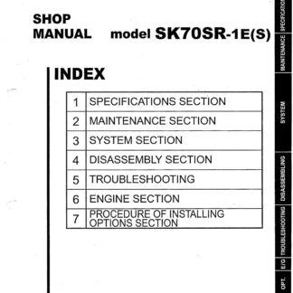 Kobelco SK70SR-1E, SK70SR-1ES Crawler Excavator Service Repair Manual
