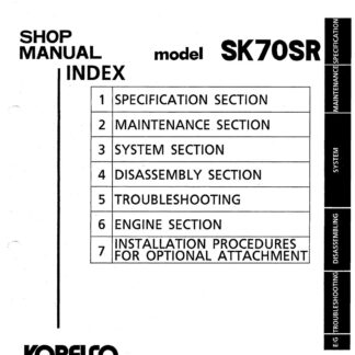 Kobelco SK70SR Crawler Excavator Service Repair Manual