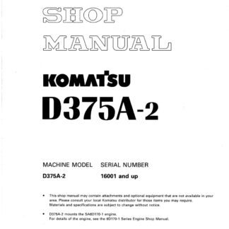 Komatsu D375A-2 Dozer Bulldozer Service Repair Manual