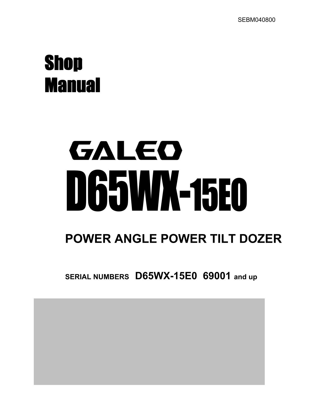 Komatsu D65WX-150E0 Dozer Bulldozer Service Repair Manual