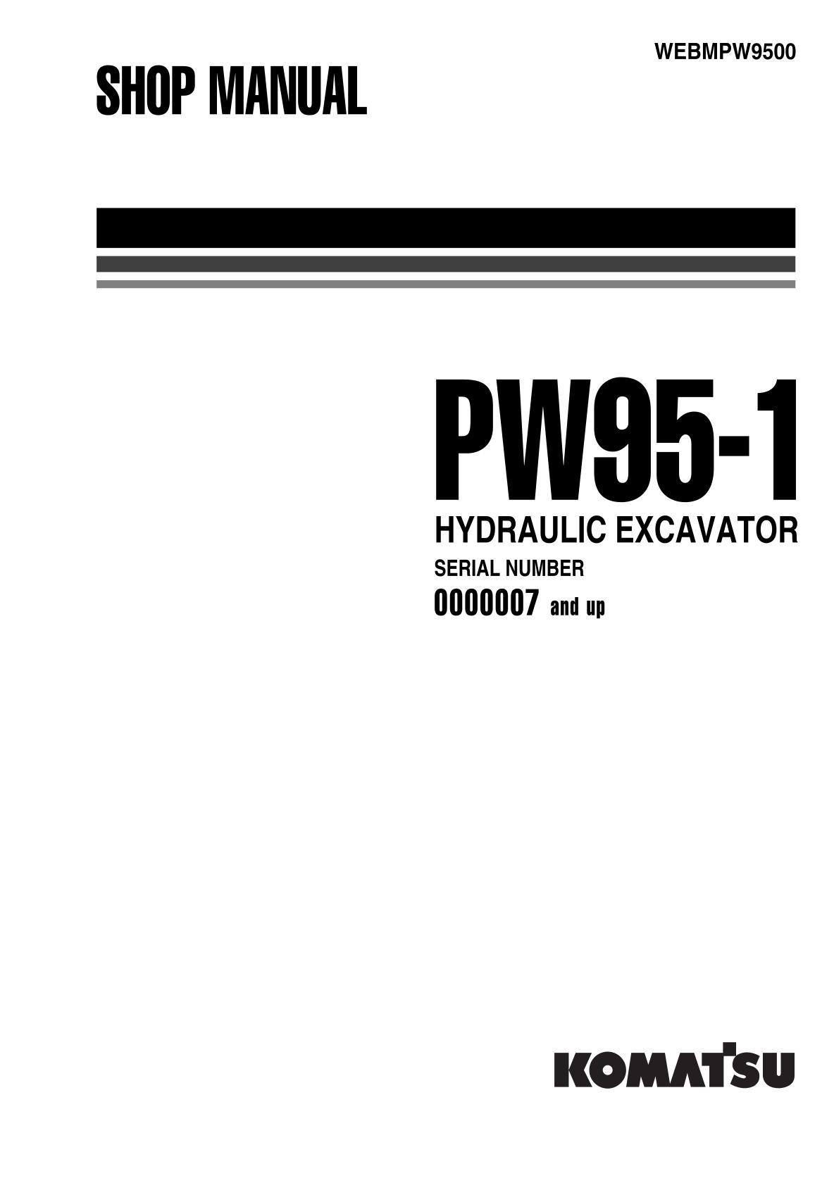 Komatsu PW95-1 Hydraulic Excavator Service Repair Manual