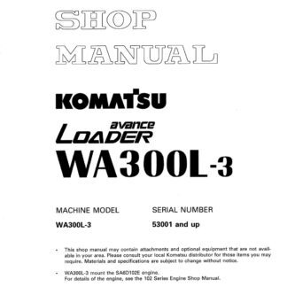 Komatsu WA300L-3 Wheel Loader Service Repair Manual