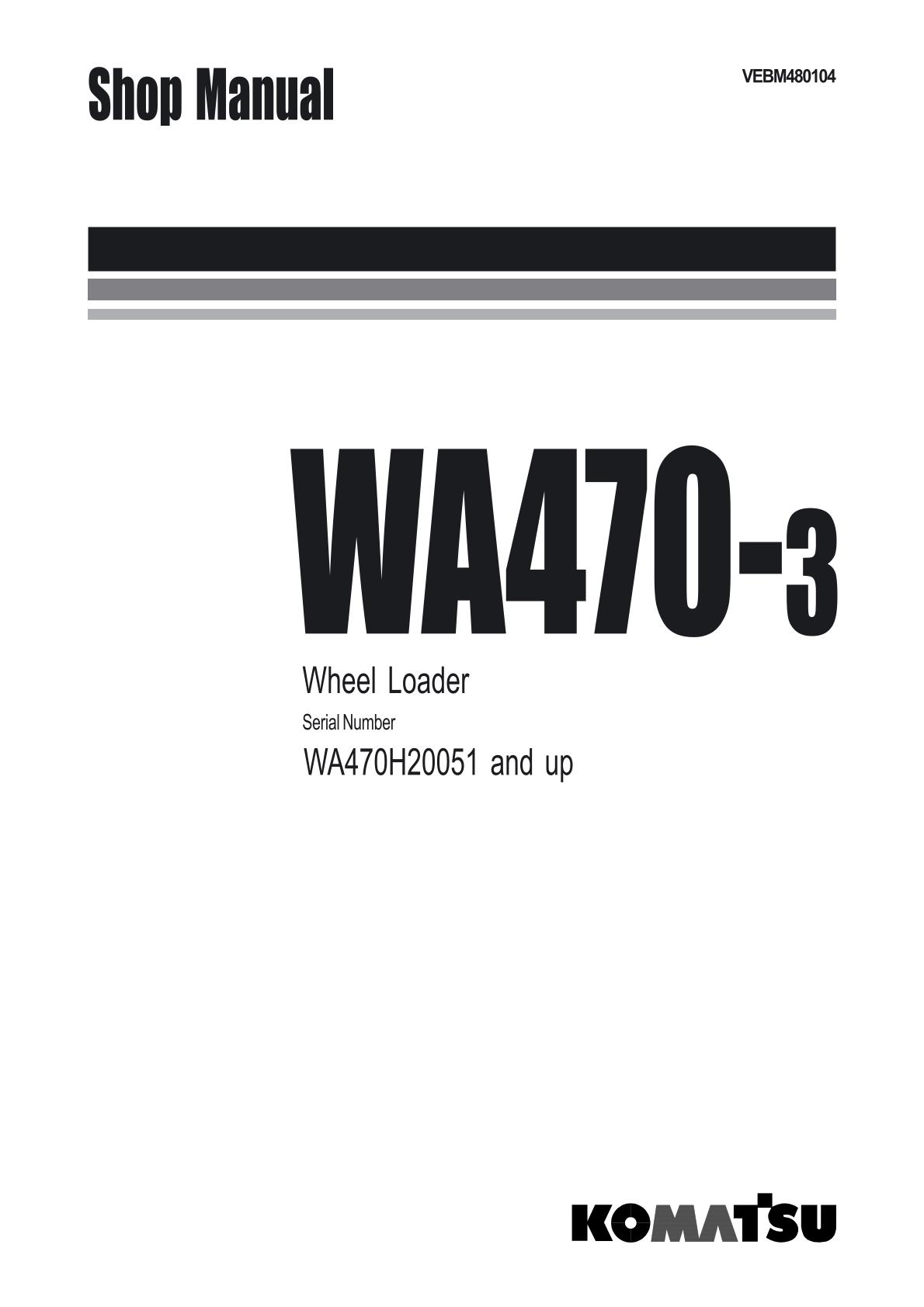 Komatsu WA470-3 Wheel Loader Service Repair Manual