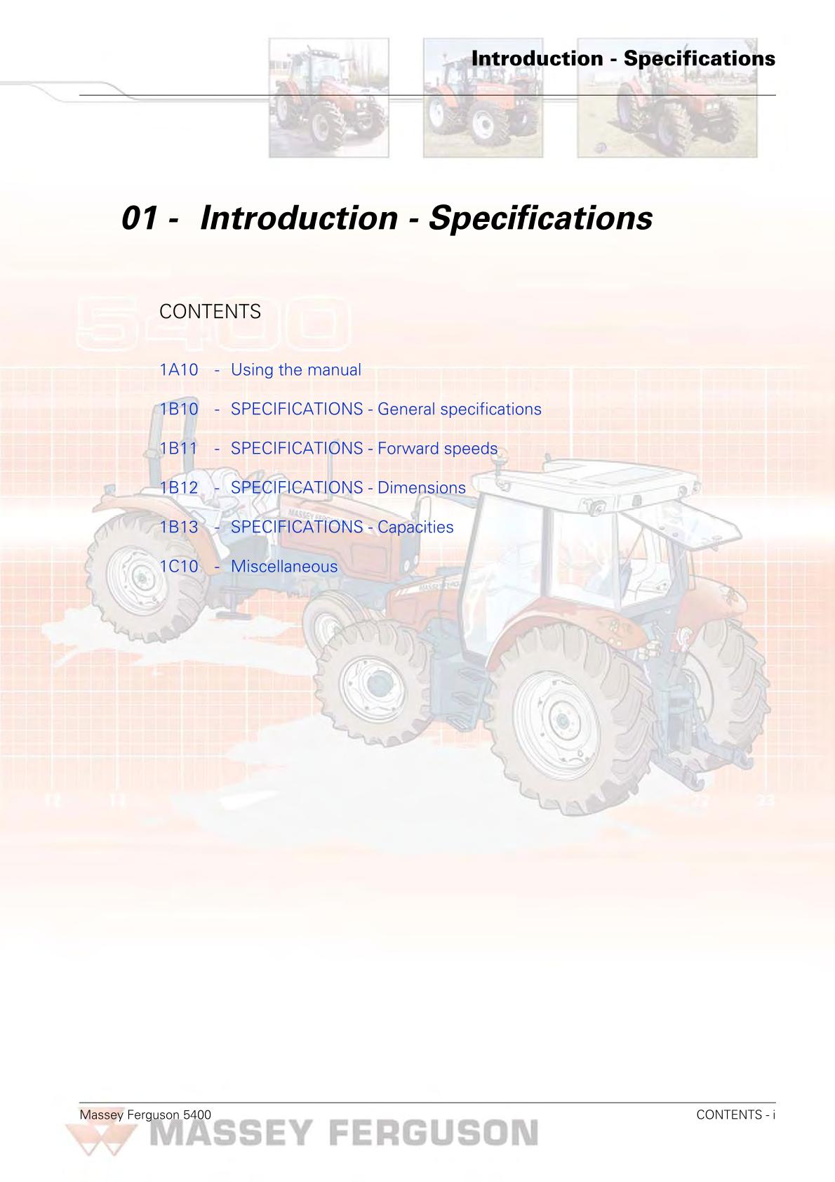 Massey Ferguson 5400 Series Tractor Service Repair Manual