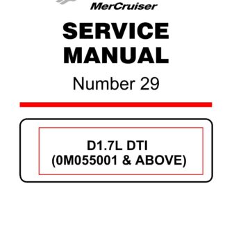 Mercury MerCruiser D1.7L DTI Marine Engine Service Repair Manual