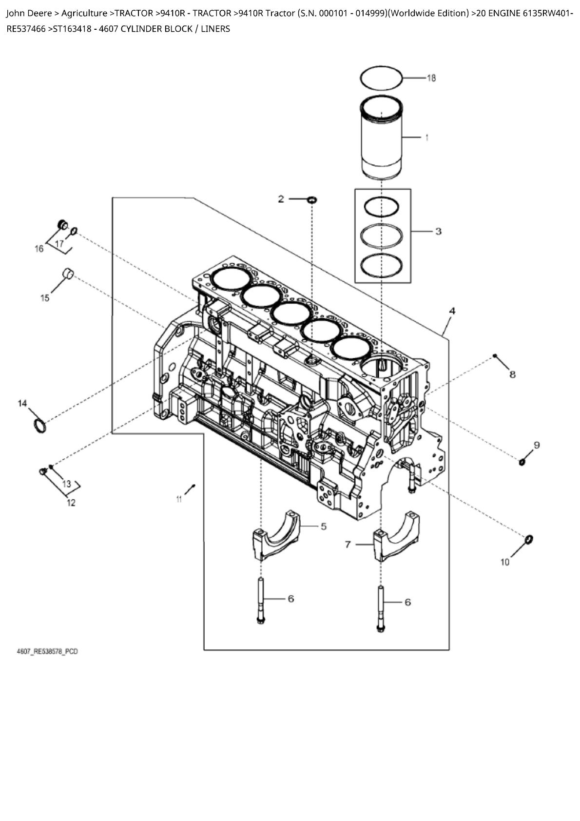 John Deere 9410R Tractor Parts Catalogue manual