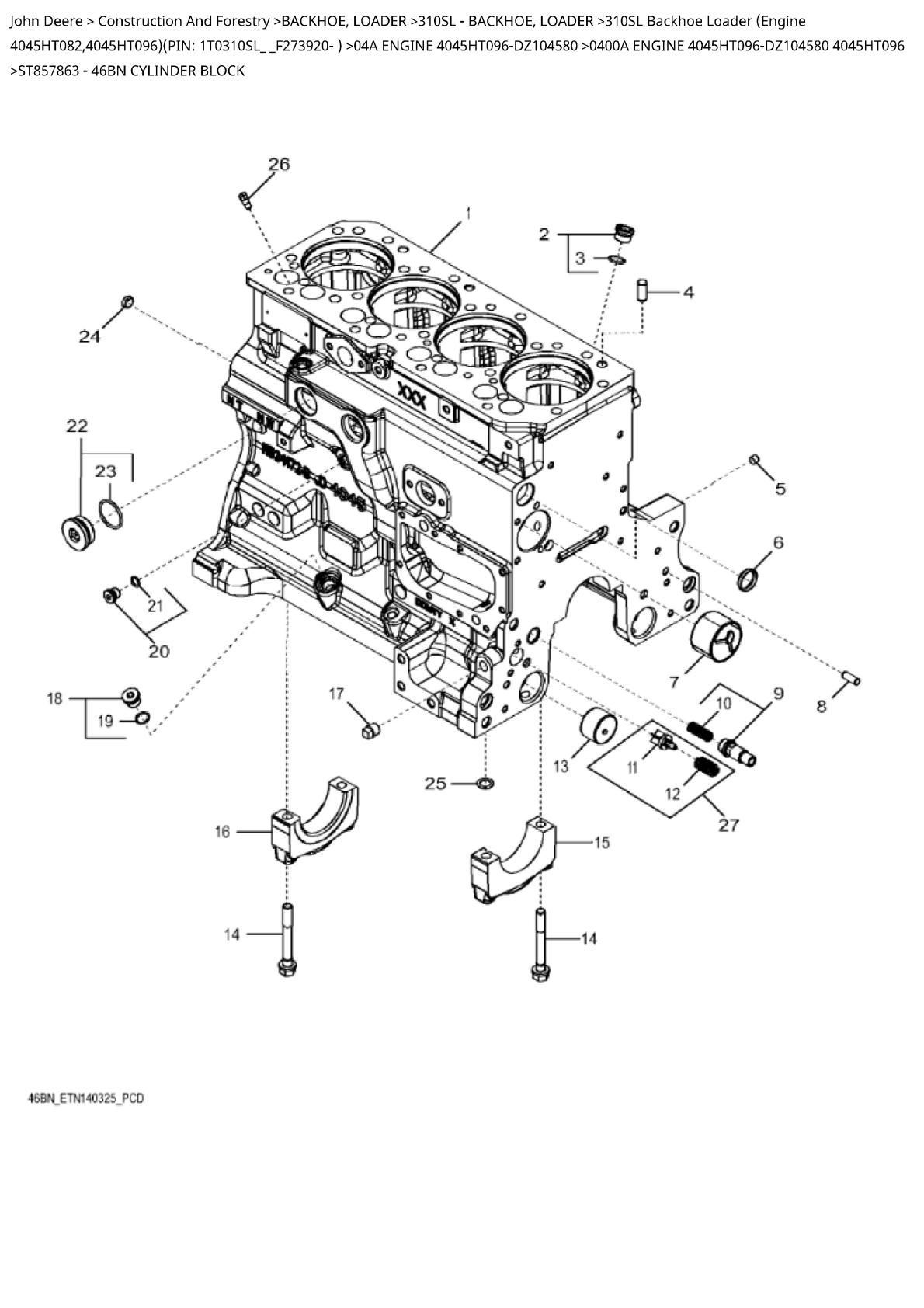John Deere 310SL Backhoe Loader Parts Catalogue manual
