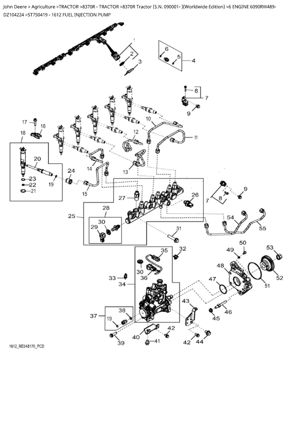 John Deere 8370R Tractor Parts Catalogue manual