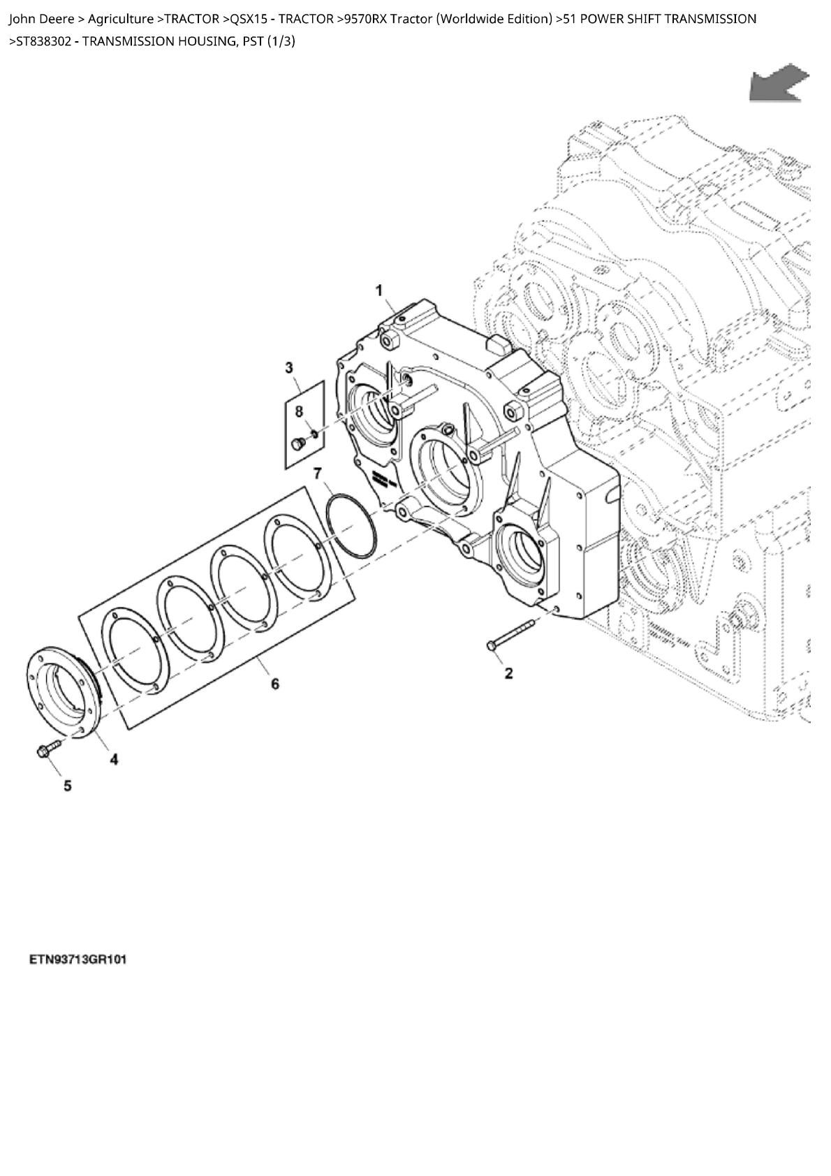 John Deere 9570RX Tractor (Worldwide Edition) Parts Catalogue manual - Image 3