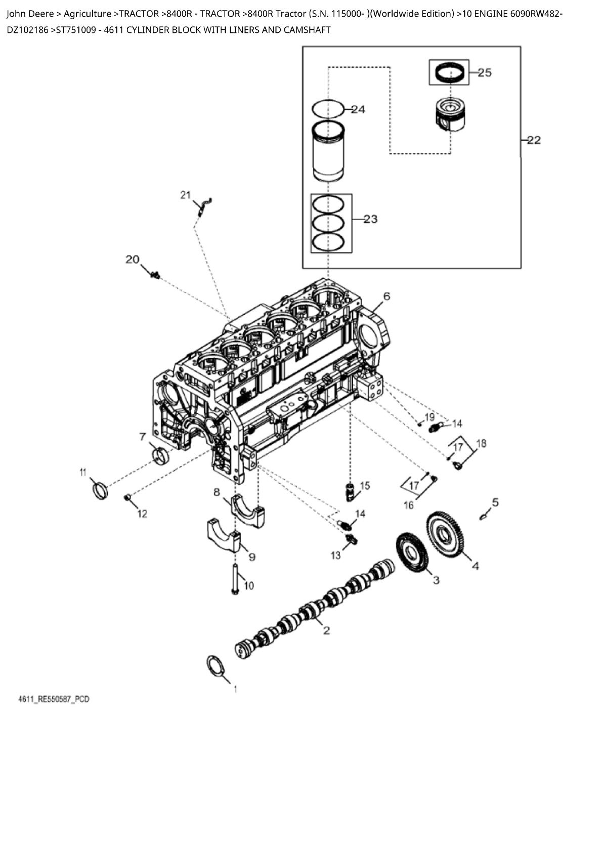 John Deere 8400R Tractor Parts Catalogue manual