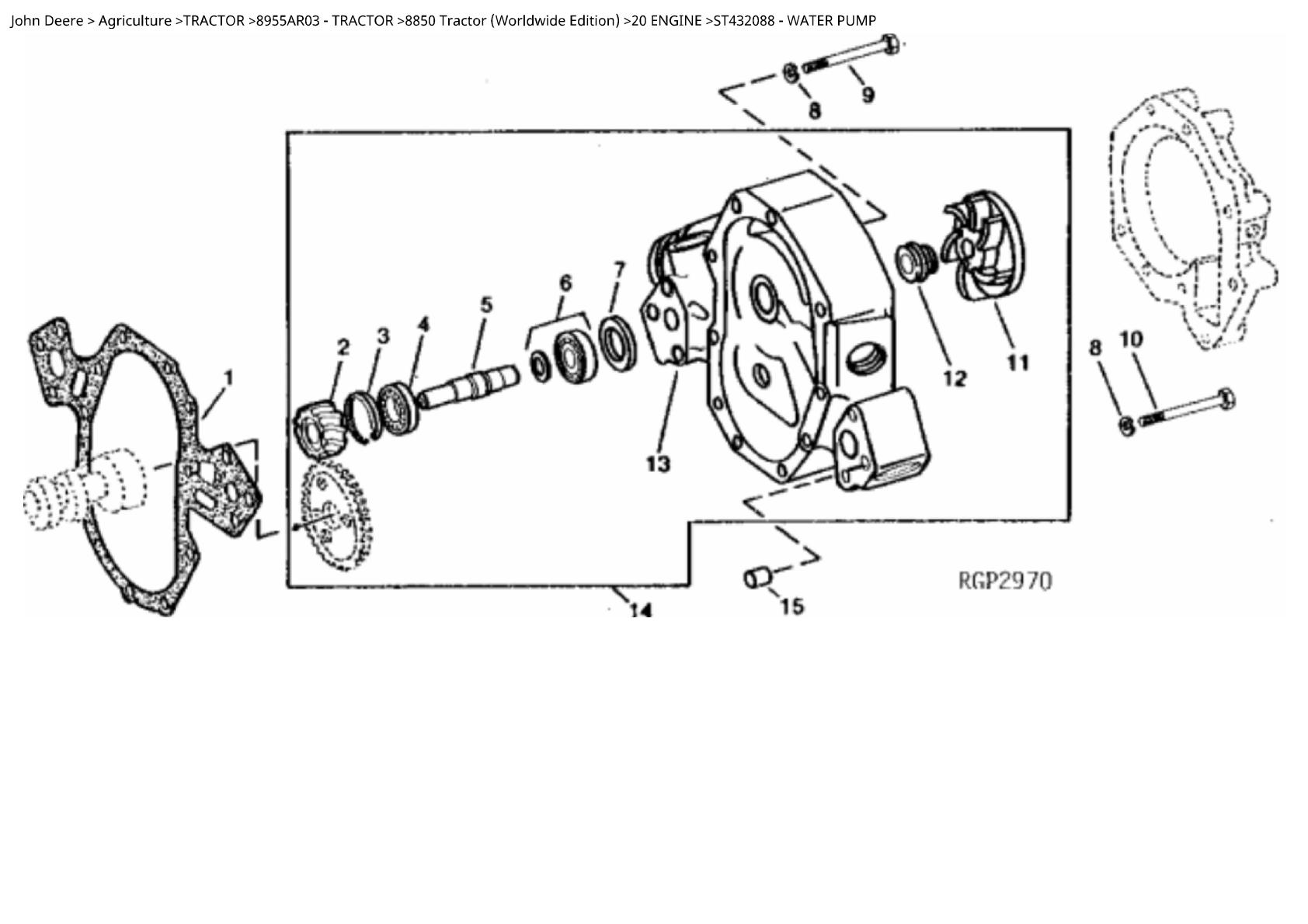 John Deere 8850 Tractor Parts Catalogue manual
