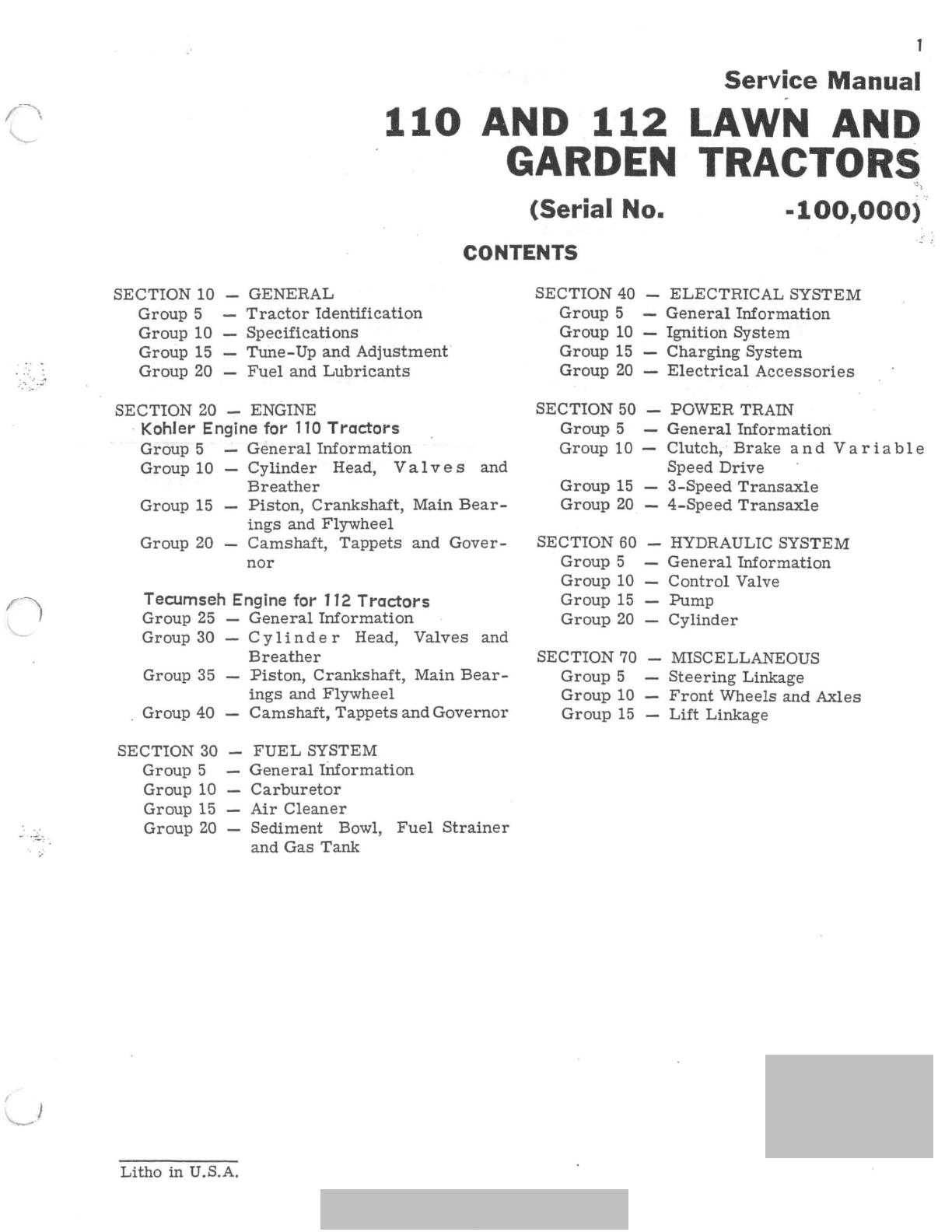 John Deere 110 112 Lawn and Garden Tractor Service Repair Manual