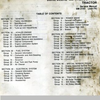 John Deere 400 Hydrostatic Tractor Service Repair Manual