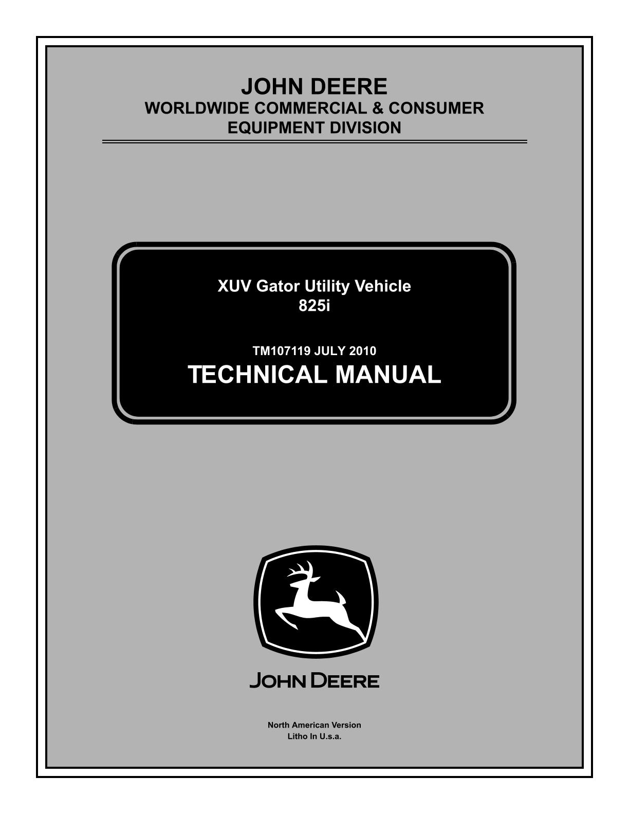 John Deere XUV 825i Gator Utility Vehicle Service Repair Manual