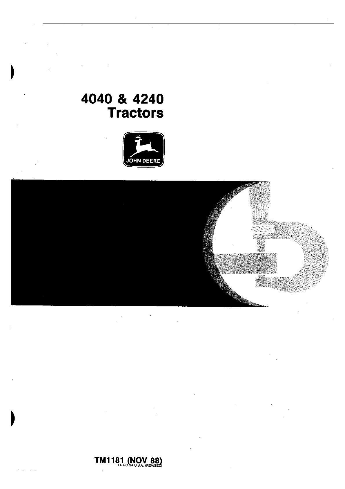 John Deere 4040 4240 Tractor Service Repair Manual