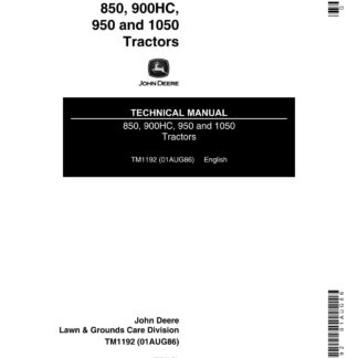 John Deere 850 900HC 950 1050 Tractor Service Repair Manual