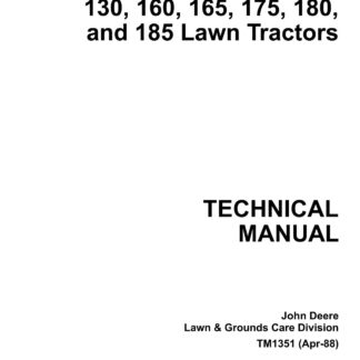John Deere 130 160 165 175 180 185 Lawn Garden Tractor Service Repair Manual