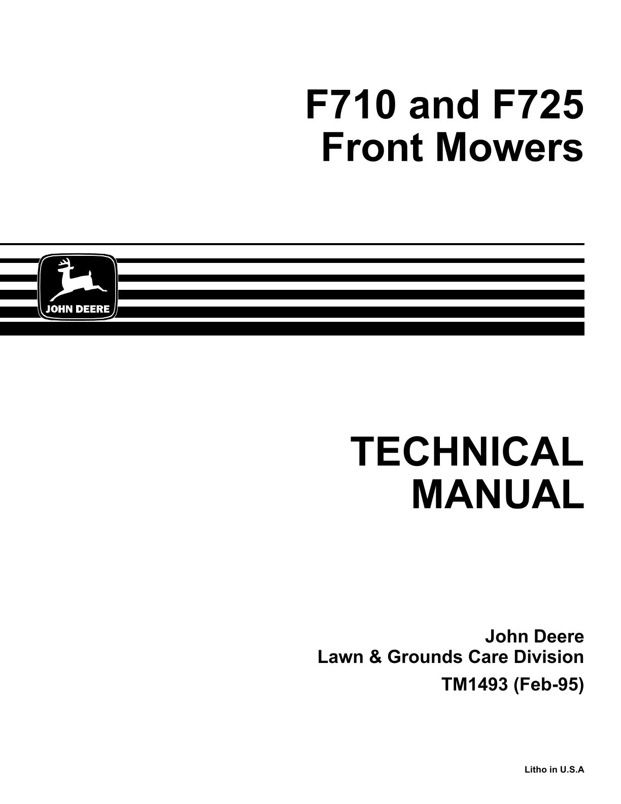 John Deere F710 F725 Front Mower Service Repair Manual