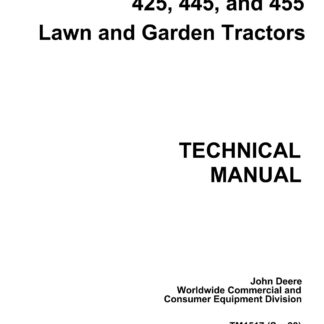 John Deere 425 445 455 Lawn Garden Tractor Service Repair Manual