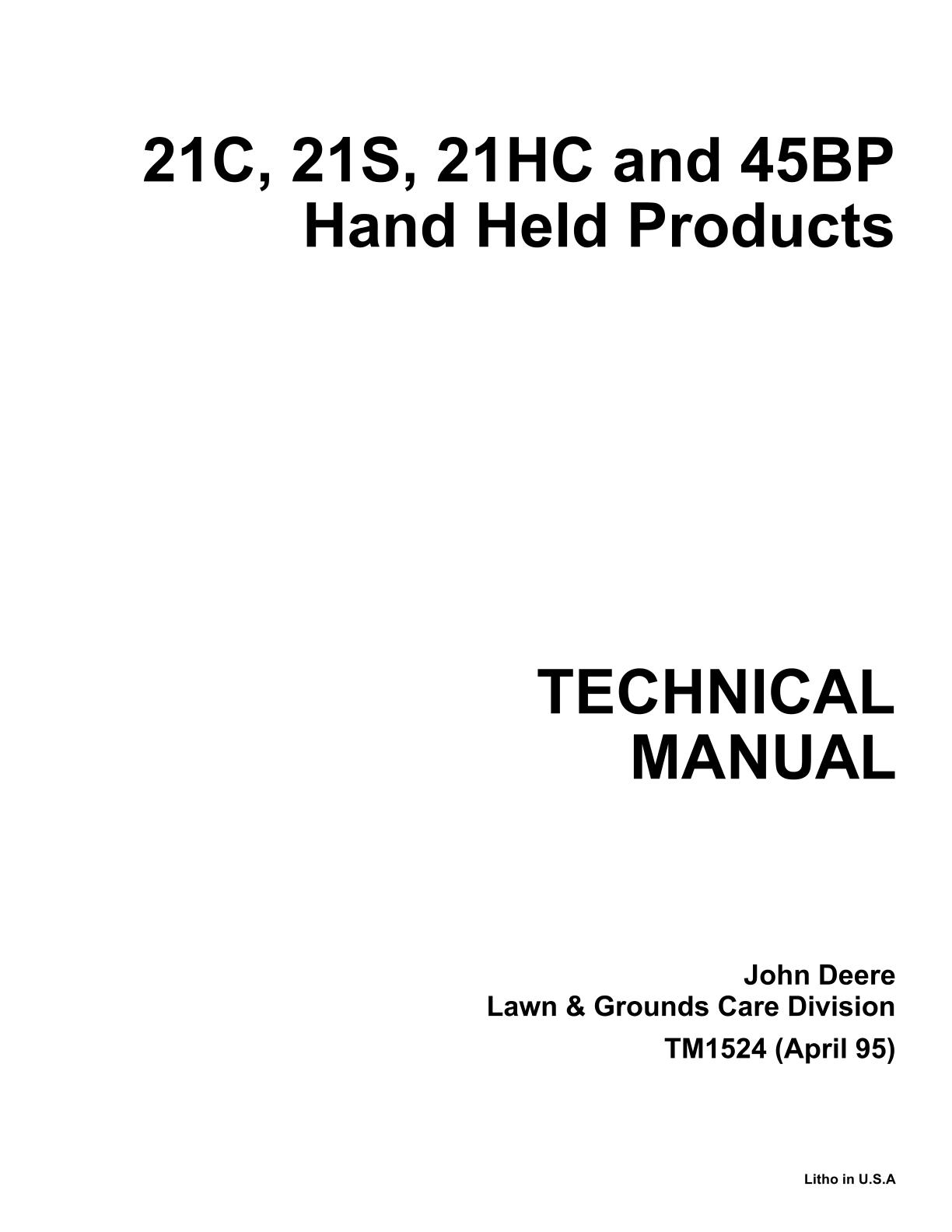 John Deere 21C, 21S, 21HC and 45BP Hand Held Products Service Repair Manual