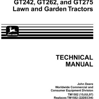 John Deere GT242 GT262 GT275 Lawn Garden Tractor Service Repair Manual