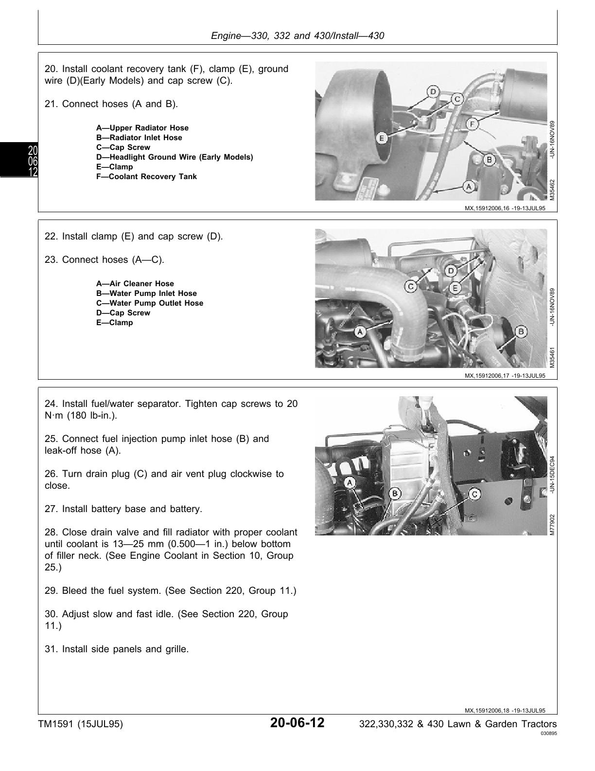 John Deere 322 330 332 430 Lawn Garden Tractor Service Repair Manual - Image 2