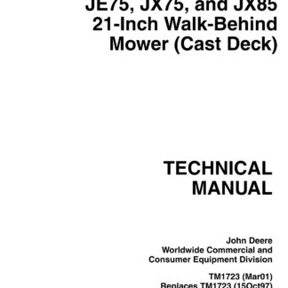 John Deere JA60 JA62 JA65 JE75 JX75 JX85 21-Inch Walk-Behind Mower Service Repair Manual